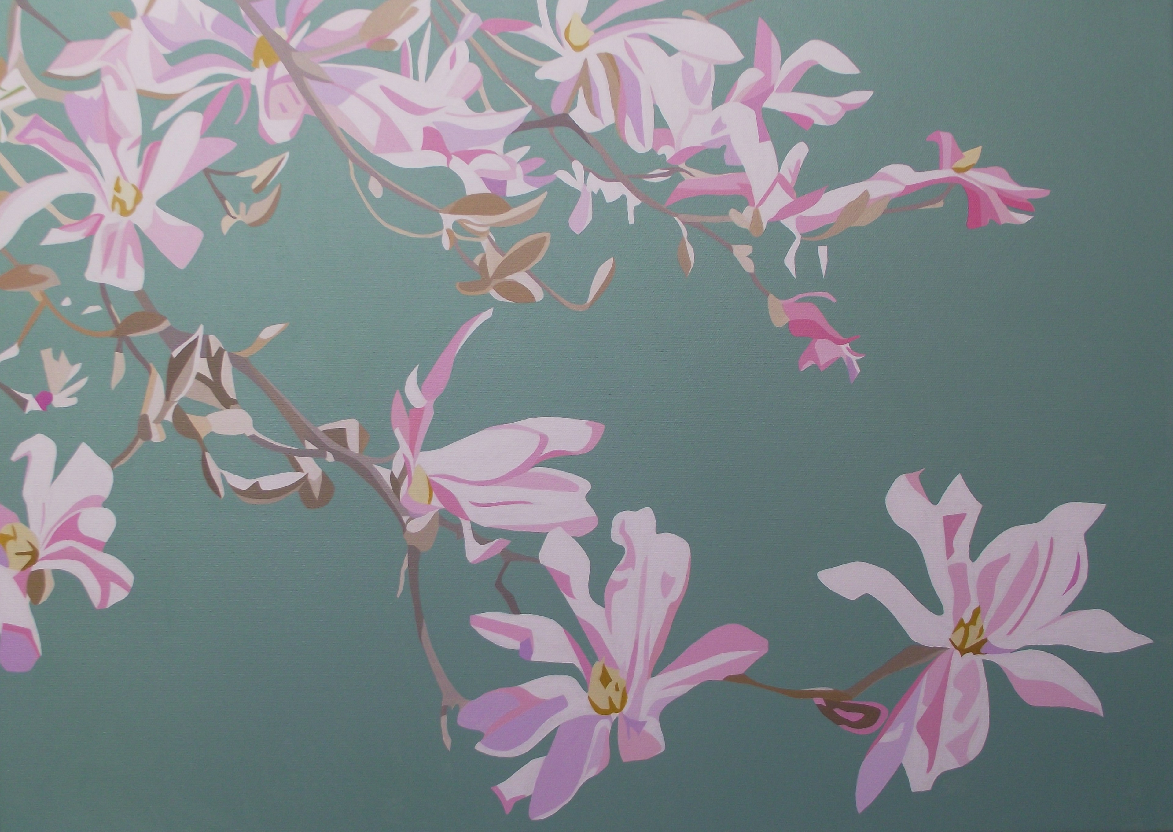 Spring - Pink magnolia on green p5